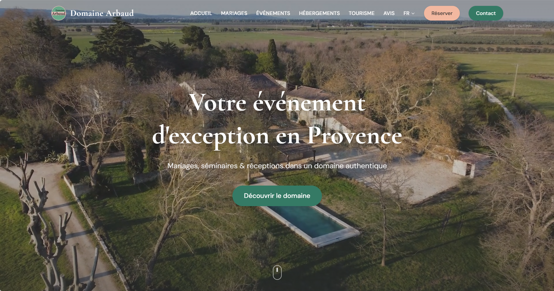 Capture d'écran du site Domaine Arbaud