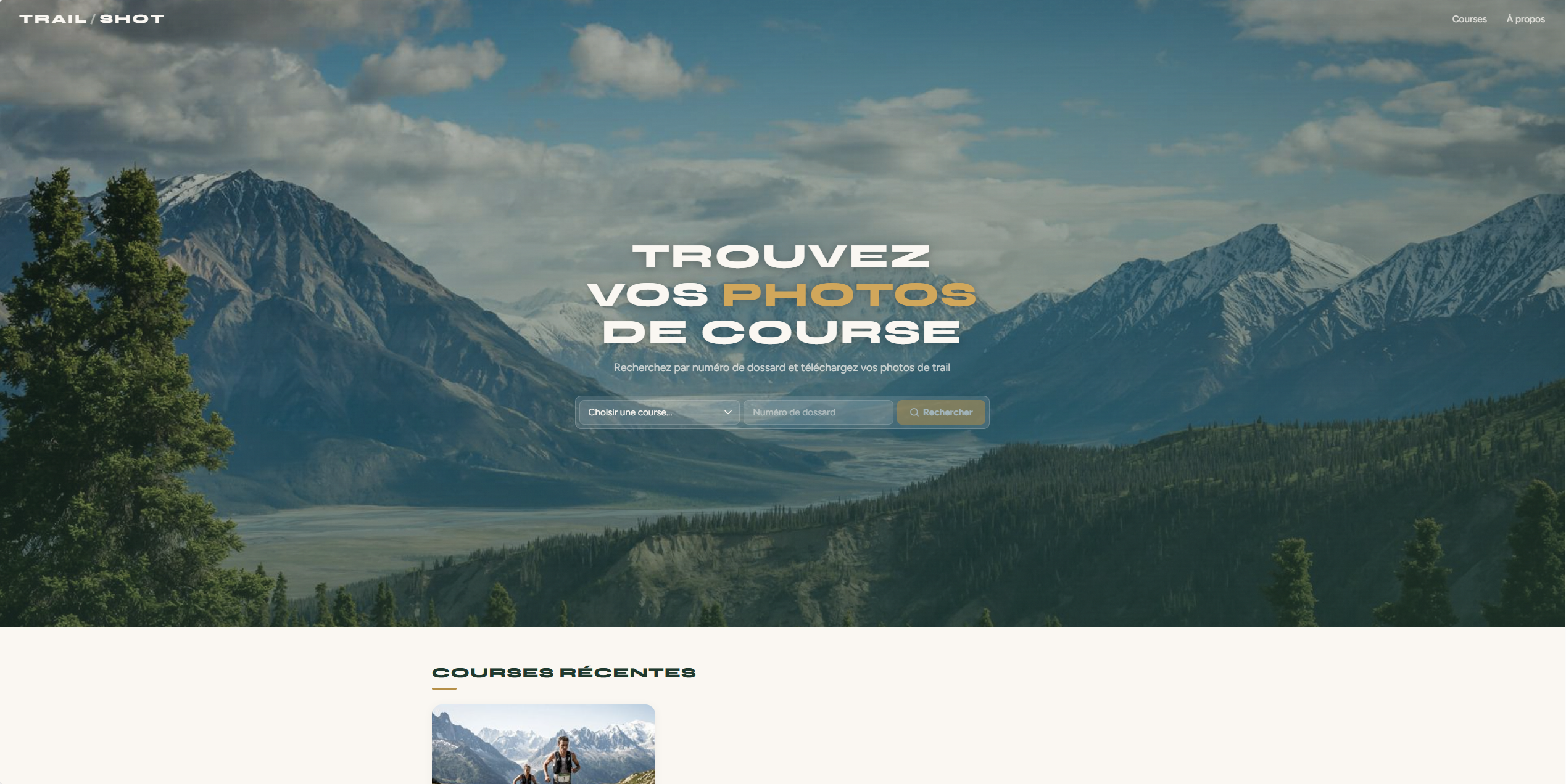 Capture d'écran de l'application TrailShot